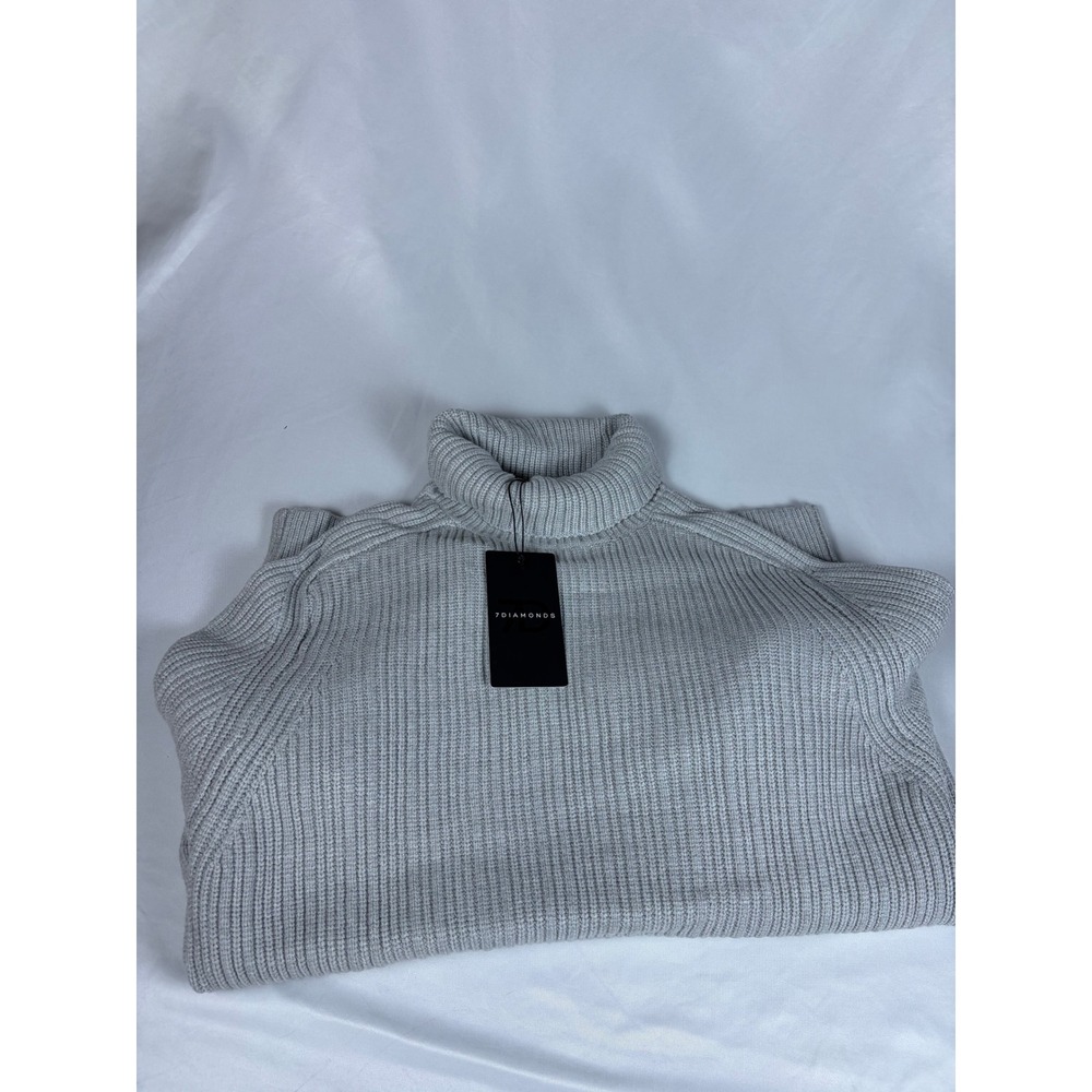 7 Diamonds Twin City Ribbed Turtleneck Sweater Grey SWM-8698 XL New - Picture 7 of 7